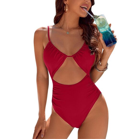 Blooming jelly red piece swimsuit size medium - Picture 1 of 4